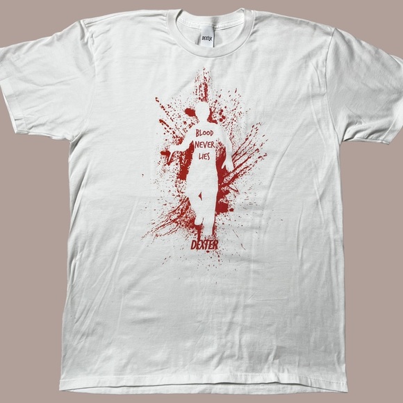 Alstyle Other - NWOT Alstyle Dexter Blood Never Lies Graphic T-Shirt White/Red Men’s Sz L